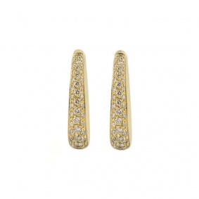 18k Yellow Gold Round Brilliant Cut Diamond Hoop Earrings